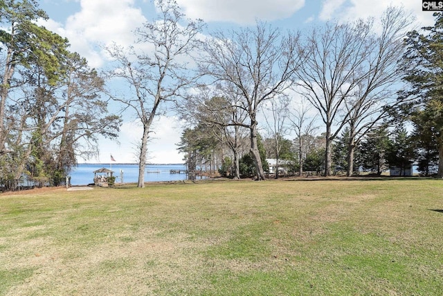 view of yard featuring a water view