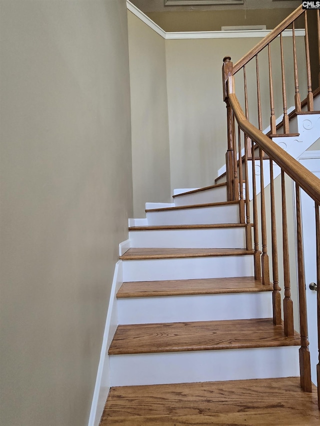 stairway with baseboards