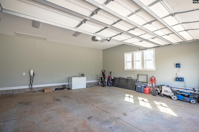 garage with a garage door opener