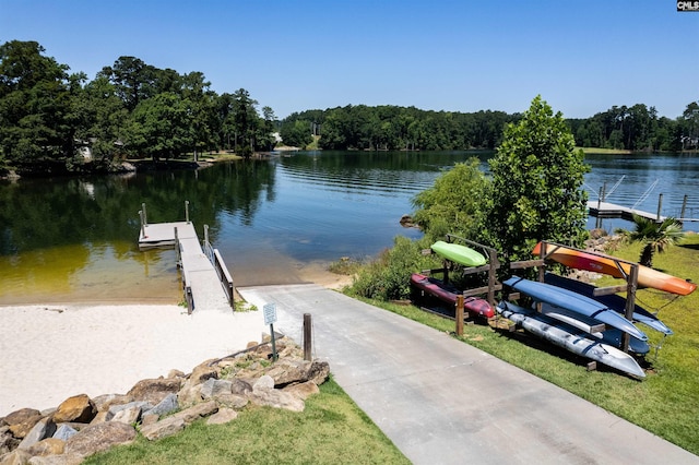 view of dock featuring a water view