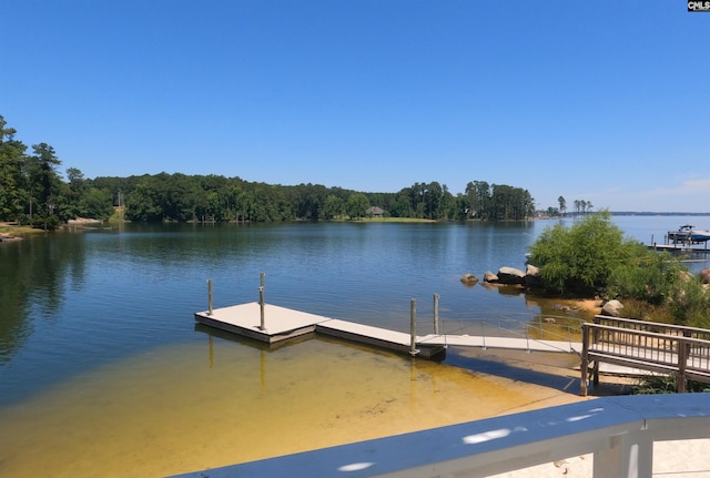 view of dock featuring a water view