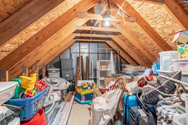 view of unfinished attic