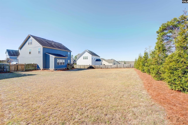 view of yard featuring a fenced backyard