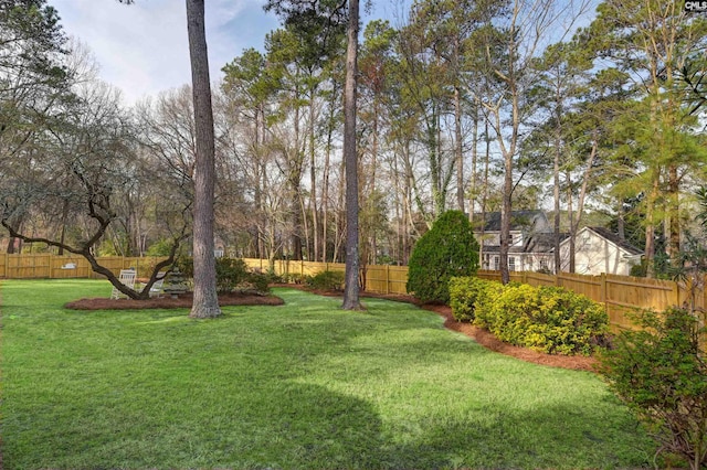 view of yard featuring a fenced backyard