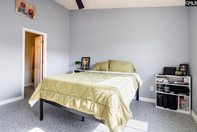 bedroom with baseboards and ceiling fan