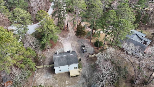 aerial view featuring a view of trees