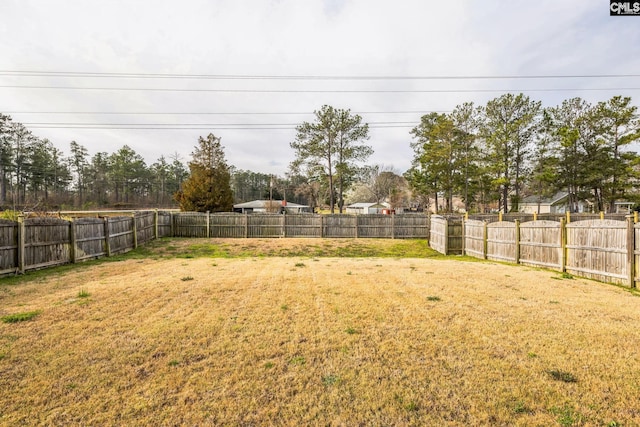 view of yard with a fenced backyard