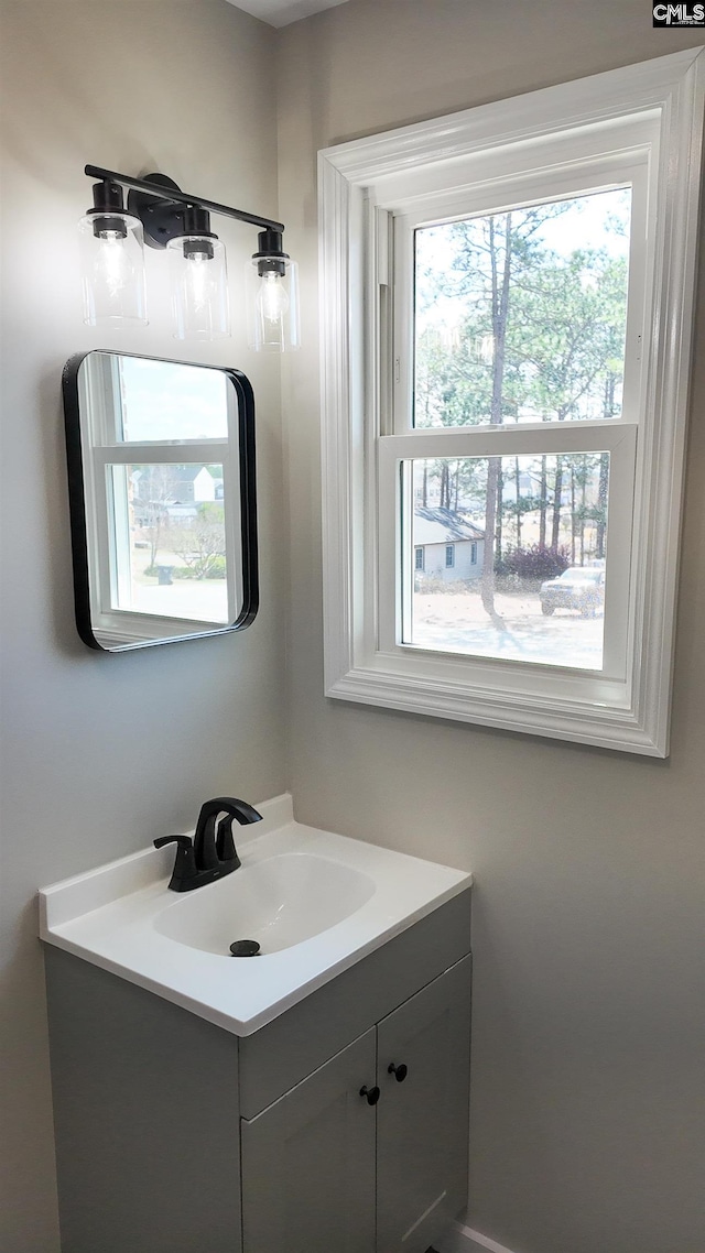 bathroom featuring a wealth of natural light and vanity