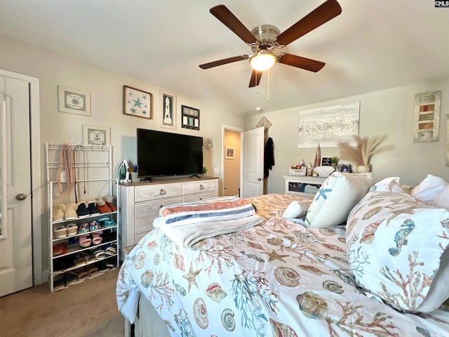 carpeted bedroom with a ceiling fan