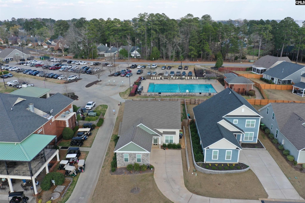 aerial view featuring a residential view