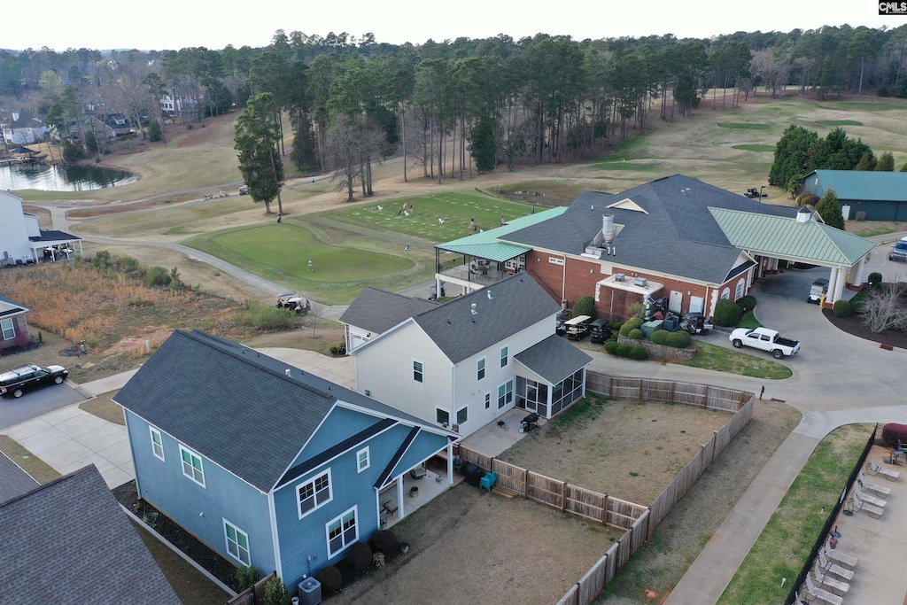 drone / aerial view with golf course view