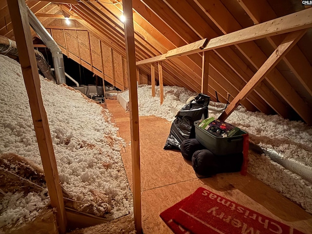 view of unfinished attic