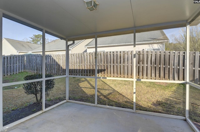 view of unfurnished sunroom