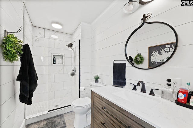 164 Carriageton Dr, Orangeburg, SC 29115 - full bath with vanity, toilet, a tile shower, and ornamental molding