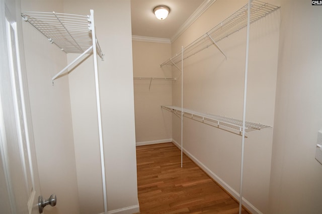 spacious closet with wood finished floors