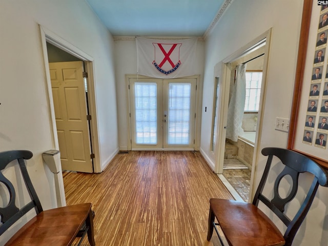 541 Georgia St, Columbia, SC 29201 - doorway featuring wood finished floors, french doors, and baseboards