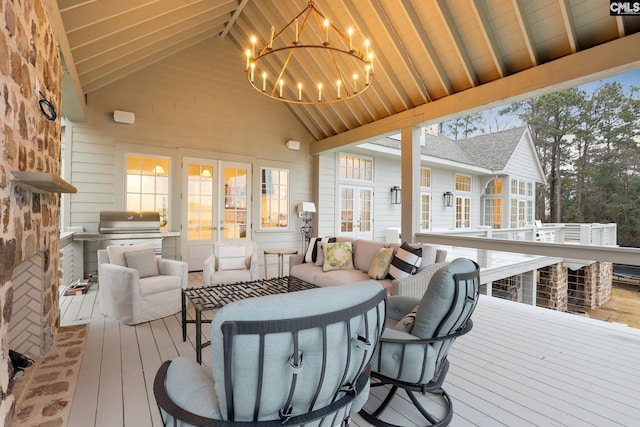 536 Yachting Rd, Lexington, SC 29072 - deck with grilling area, french doors, and outdoor lounge area