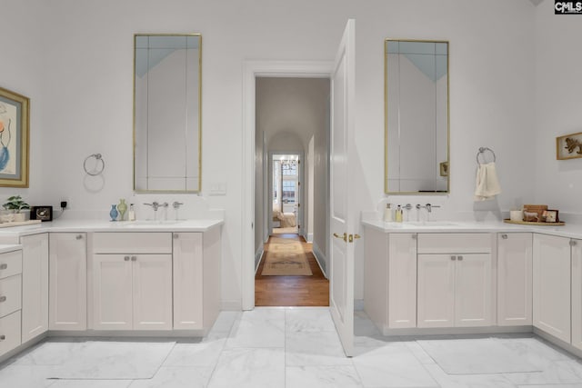 536 Yachting Rd, Lexington, SC 29072 - full bathroom featuring a sink, baseboards, two vanities, and marble finish floor