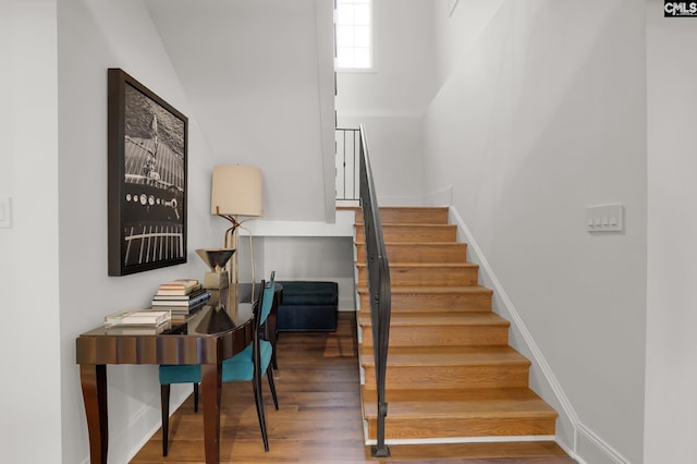 536 Yachting Rd, Lexington, SC 29072 - staircase with baseboards and wood finished floors