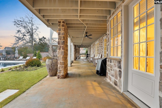 536 Yachting Rd, Lexington, SC 29072 - patio terrace at dusk featuring ceiling fan