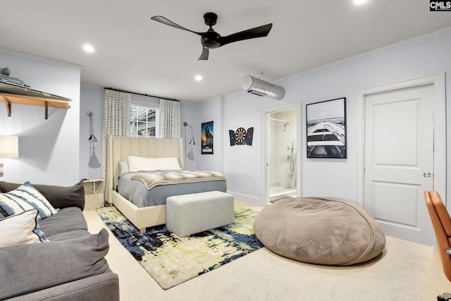 536 Yachting Rd, Lexington, SC 29072 - bedroom featuring ensuite bath, recessed lighting, a wall mounted air conditioner, and ceiling fan