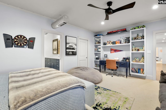 536 Yachting Rd, Lexington, SC 29072 - bedroom with recessed lighting, carpet flooring, ceiling fan, and ensuite bathroom