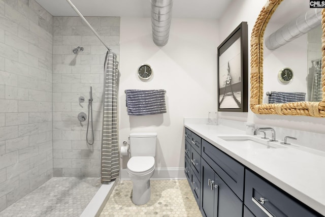 536 Yachting Rd, Lexington, SC 29072 - bathroom with baseboards, tiled shower, toilet, and vanity