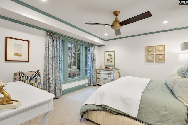 536 Yachting Rd, Lexington, SC 29072 - bedroom with a ceiling fan, recessed lighting, carpet, and ornamental molding