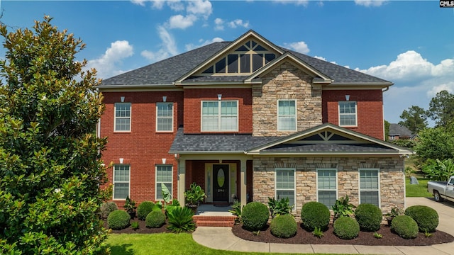 290 Glenn Village Cir, Blythewood, SC 29016 - view of front facade featuring stone siding and a shingled roof