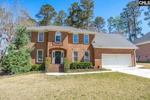 538 Wateroak Trl, Chapin, SC 29036 - colonial home featuring driveway, an attached garage, brick siding, and a front yard