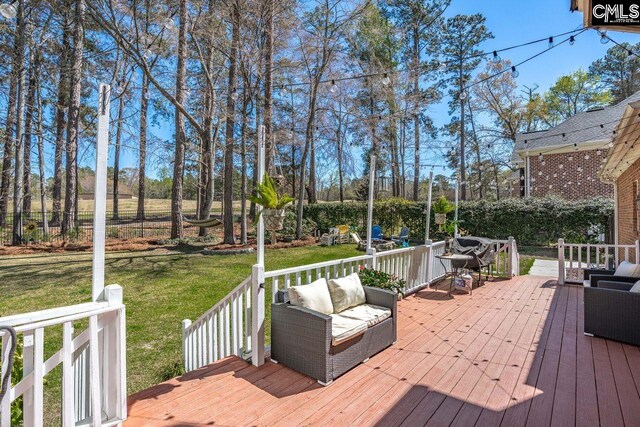 538 Wateroak Trl, Chapin, SC 29036 - wooden terrace featuring a lawn and an outdoor living space