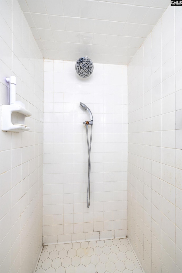 bathroom featuring tiled shower