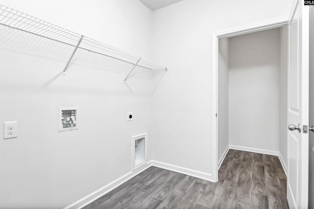 130 Shumard Ct, Columbia, SC 29203 - clothes washing area with hookup for an electric dryer, dark wood-style flooring, baseboards, laundry area, and washer hookup