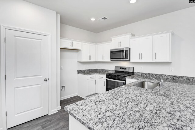 130 Shumard Ct, Columbia, SC 29203 - kitchen featuring white cabinets, a sink, stainless steel appliances, and light stone counters