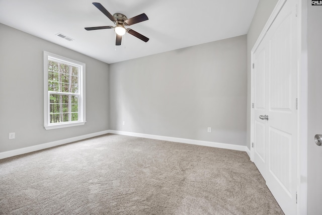 193 Peppermint Ln, Blythewood, SC 29016 - empty room with baseboards, visible vents, a ceiling fan, and carpet