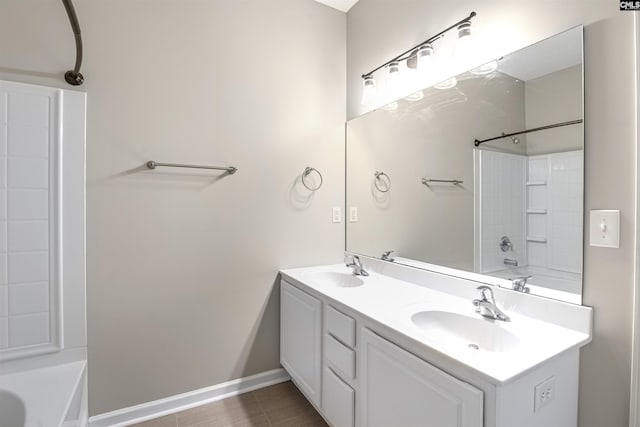 1827 Lake Carolina Dr, Columbia, SC 29229 - full bathroom featuring baseboards, double vanity, a sink, and shower / washtub combination