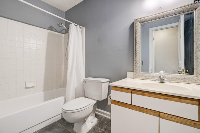 113 Silverstone Rd, Lexington, SC 29072 - bathroom with baseboards, toilet, vanity, shower / bath combo with shower curtain, and tile patterned flooring