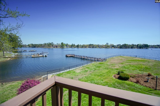 view of water feature featuring a dock