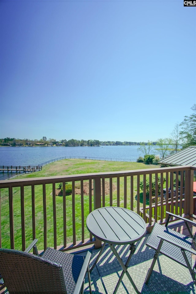 view of wooden balcony with a deck