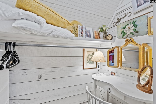 178 Pomaria St, Little Mountain, SC 29075 - bathroom featuring wood walls and lofted ceiling