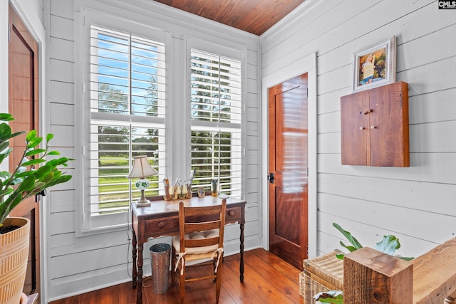 178 Pomaria St, Little Mountain, SC 29075 - interior space with wood walls, wood ceiling, and hardwood / wood-style floors
