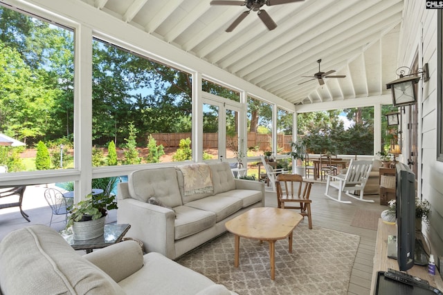 178 Pomaria St, Little Mountain, SC 29075 - sunroom with an outdoor hangout area, ceiling fan, and beamed ceiling