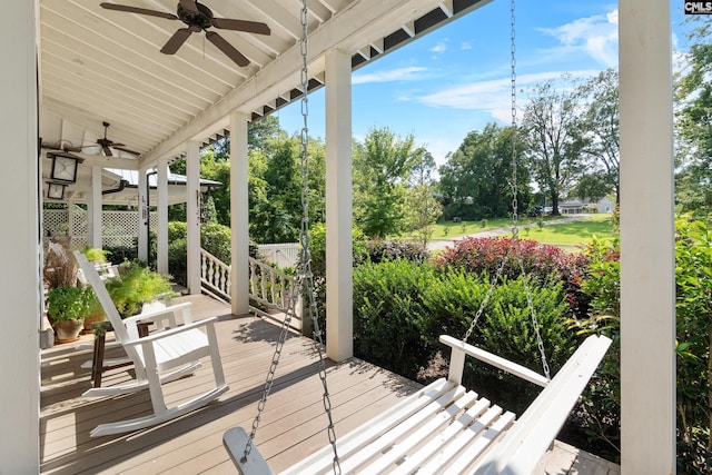 178 Pomaria St, Little Mountain, SC 29075 - wooden terrace with ceiling fan