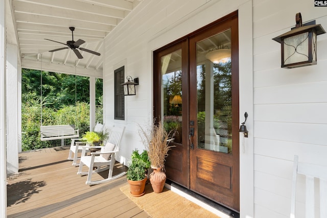 178 Pomaria St, Little Mountain, SC 29075 - doorway to property featuring a ceiling fan and a porch