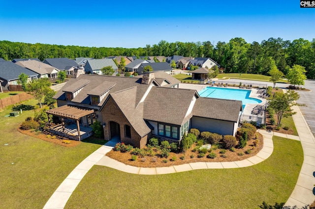 drone / aerial view with a residential view