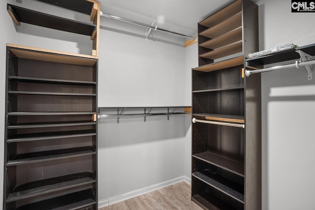 walk in closet featuring wood finished floors