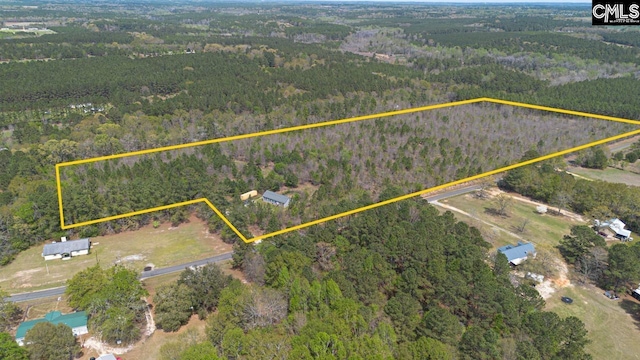 birds eye view of property with a forest view