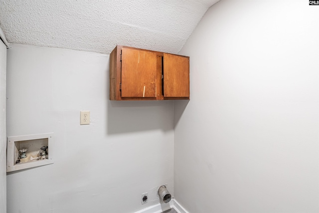 1565 Mayer St, Columbia, SC 29203 - clothes washing area with cabinet space, a textured ceiling, hookup for an electric dryer, and washer hookup