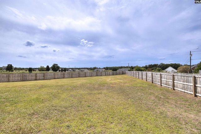 view of yard with a fenced backyard