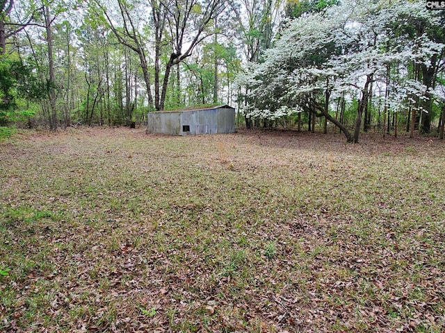 view of yard featuring an outdoor structure